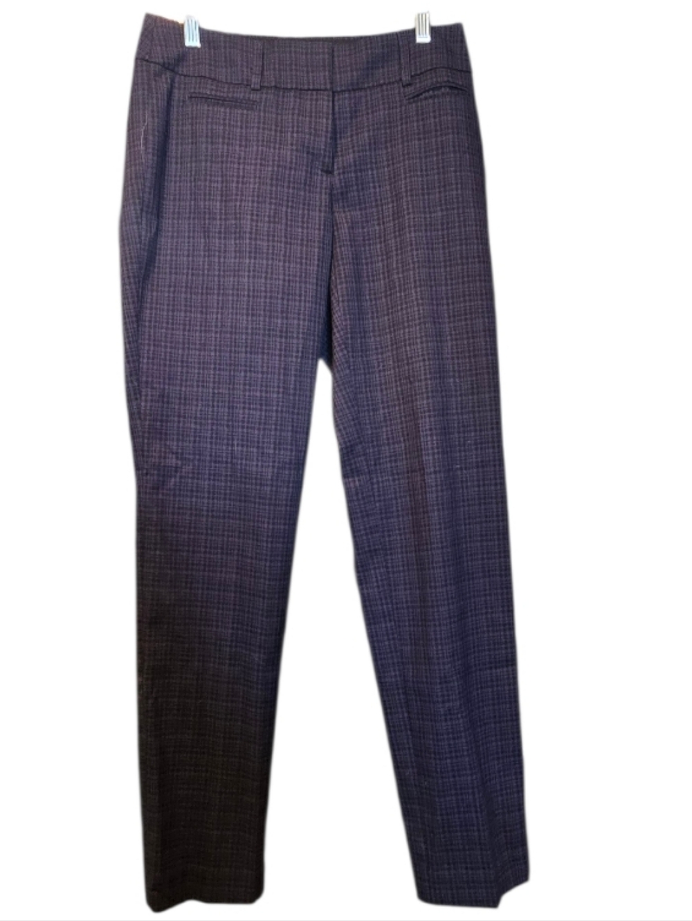 LOFT Navy Plaid Straight Leg Pants Sz 0